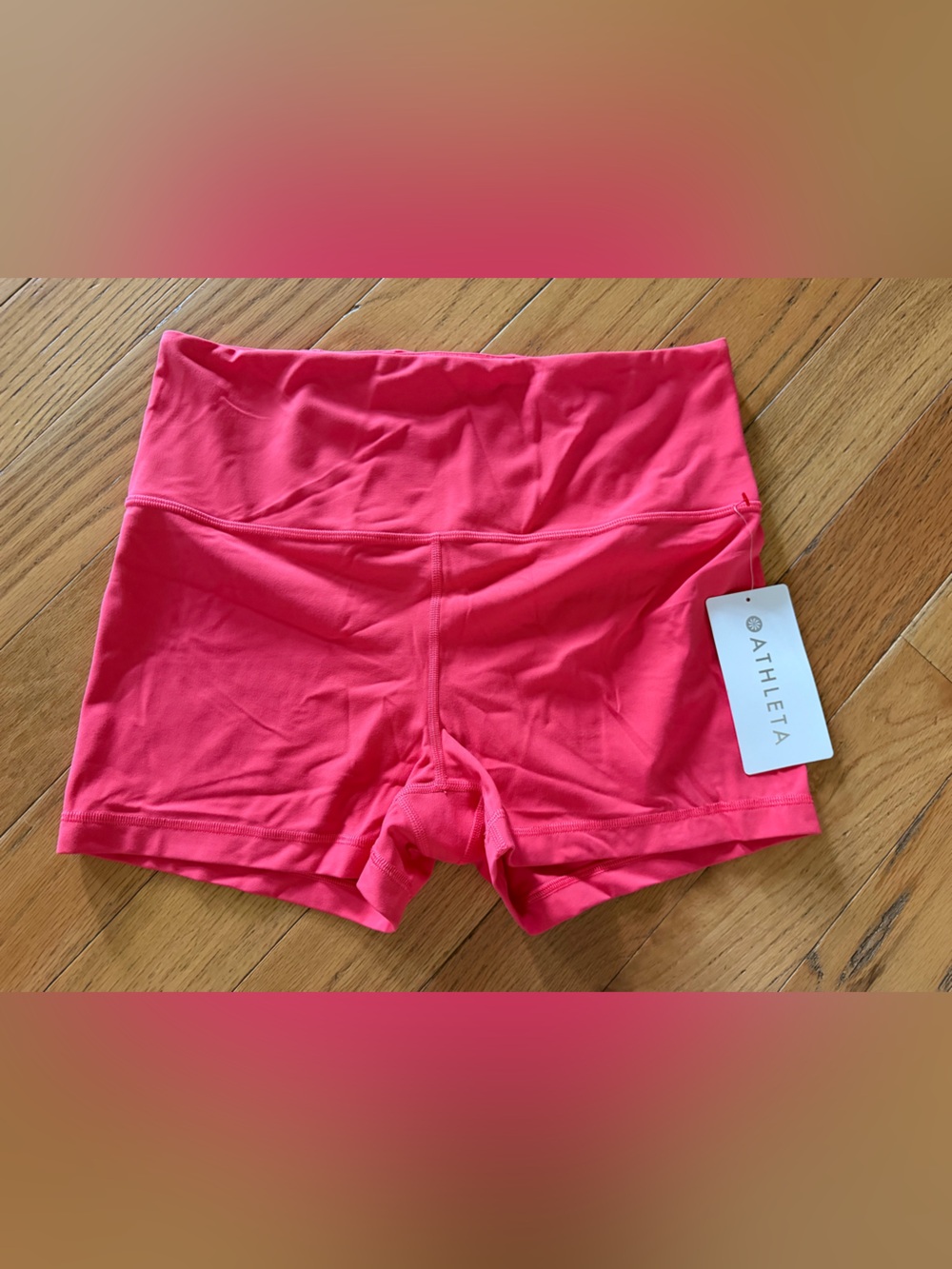 Athleta Women’s Size LG Ultra High Rise Elation Biker Athletic Shorts Pink